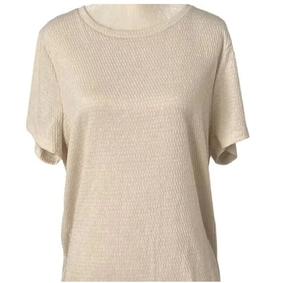 Postage Stamp by Anthropologie  Metallic Shimmer Short Sleeve Top - Picture 6 of 6